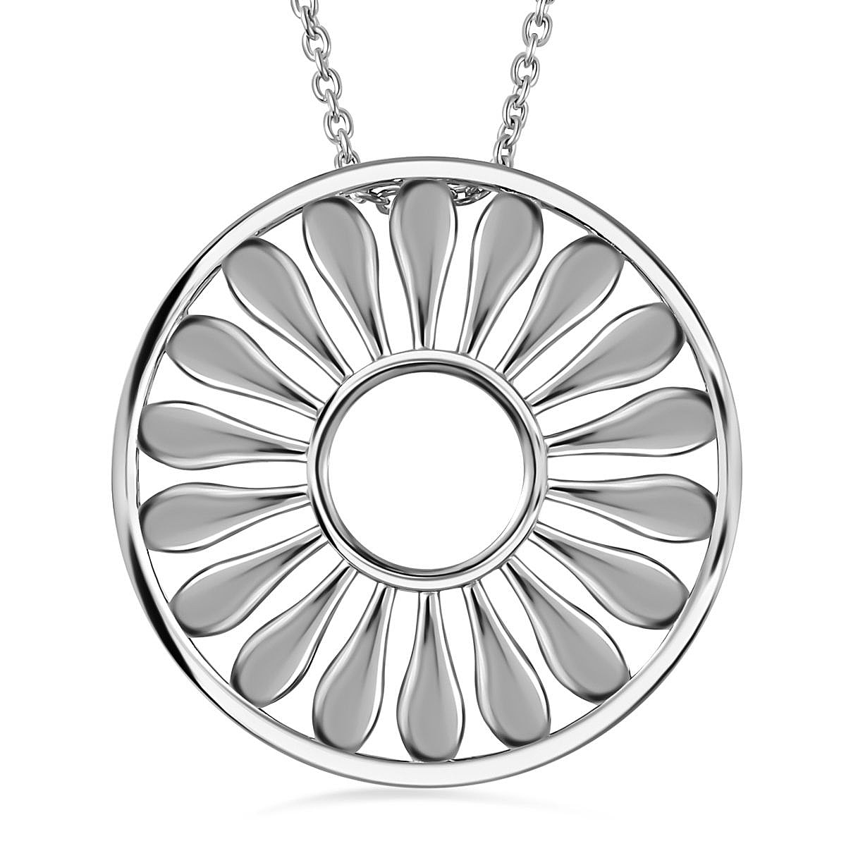 Lucy Q Drip Collection - Circle Pendant with Chain (Size 28) in Platinum Overlay Sterling Silver