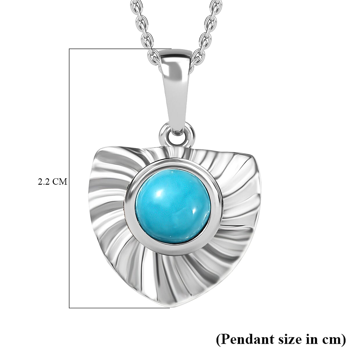 Arizona Sleeping Beauty Turquoise Heart Pendant with Chain (Size 20) in Platinum Overlay Sterling SIlver
