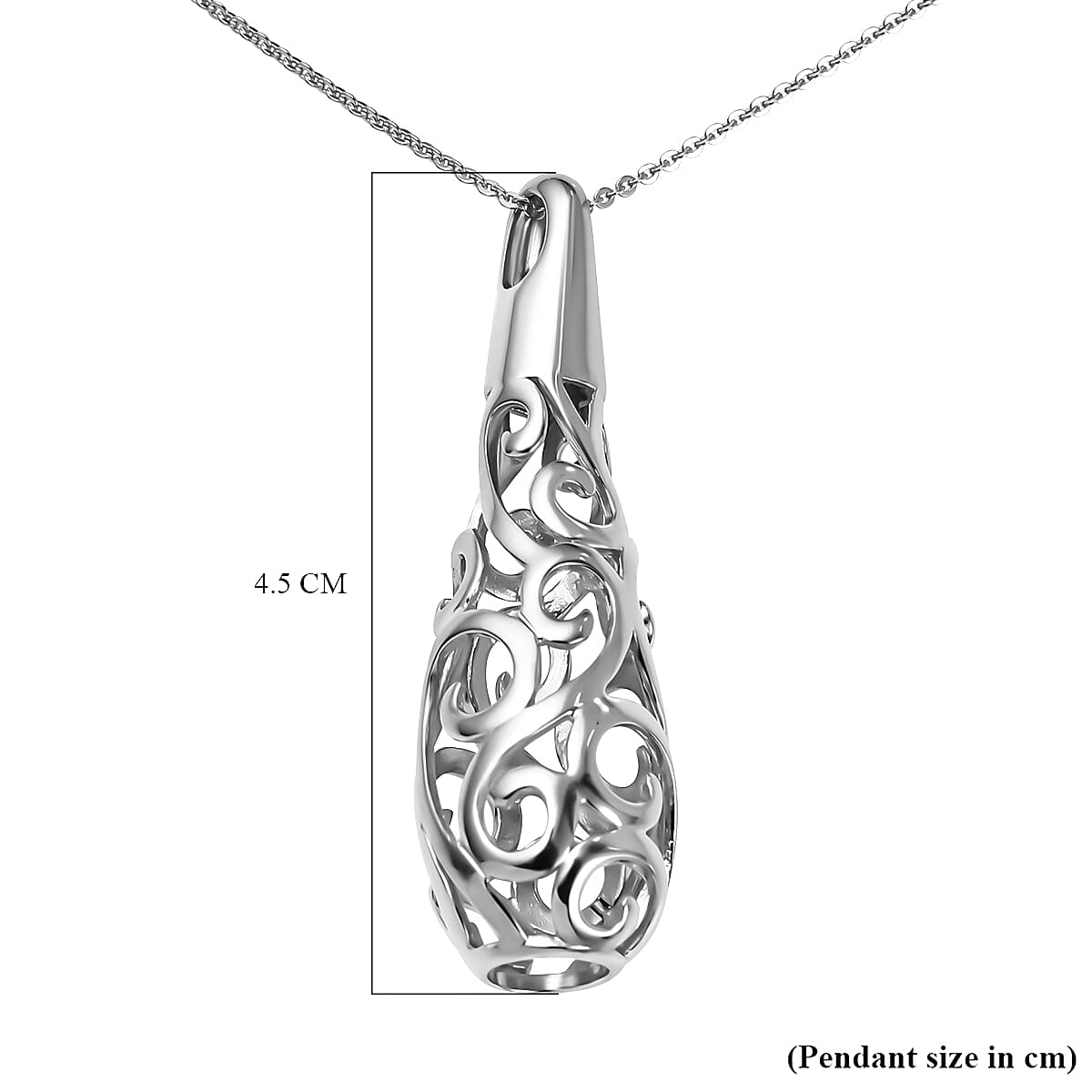 Lucy Q Air Drip Collection - Pendant with Chain (Size 26) in Rhodium Overlay Sterling Silver, Silver Wt. 15.60 Gms