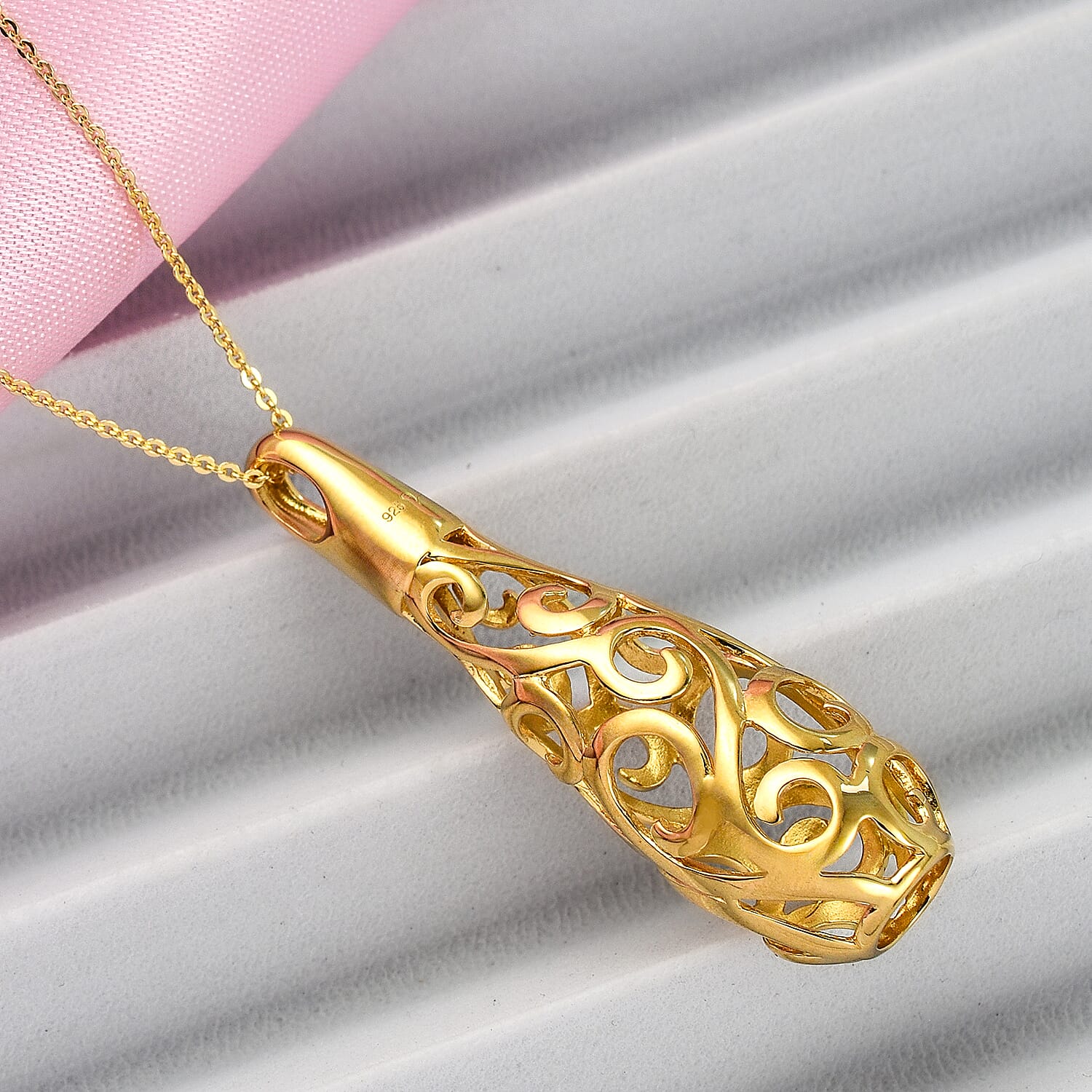 Lucy Q Air Drip Collection - Yellow Gold Plated Sterling Silver Pendant with Chain  (Size 18-22-26)