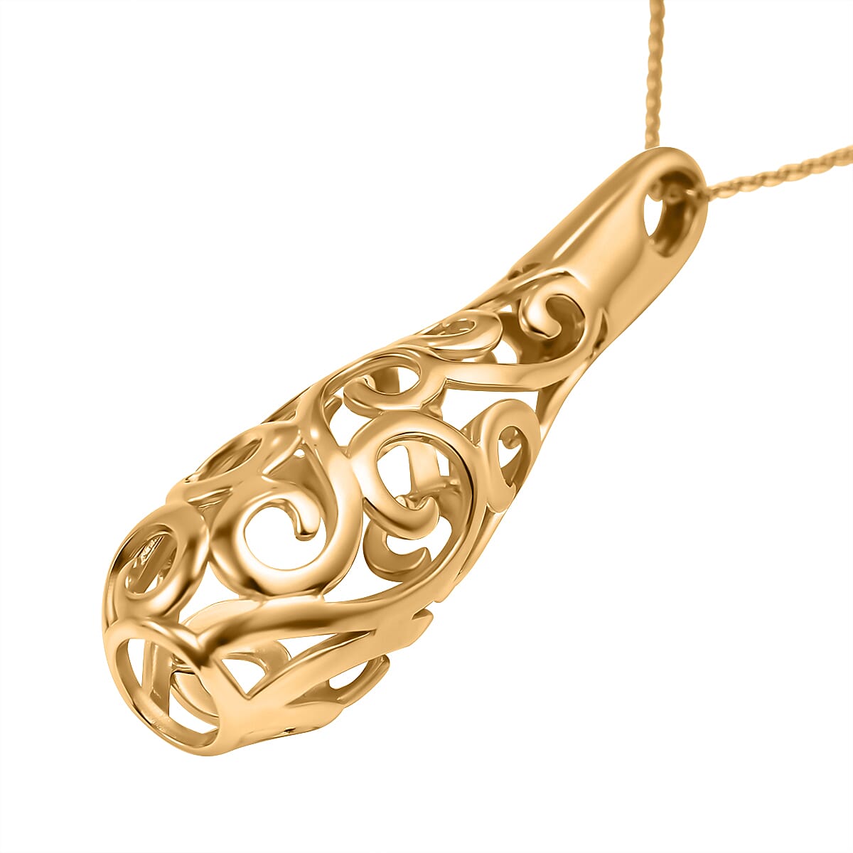 Lucy Q Air Drip Collection - Yellow Gold Plated Sterling Silver Pendant with Chain  (Size 18-22-26)