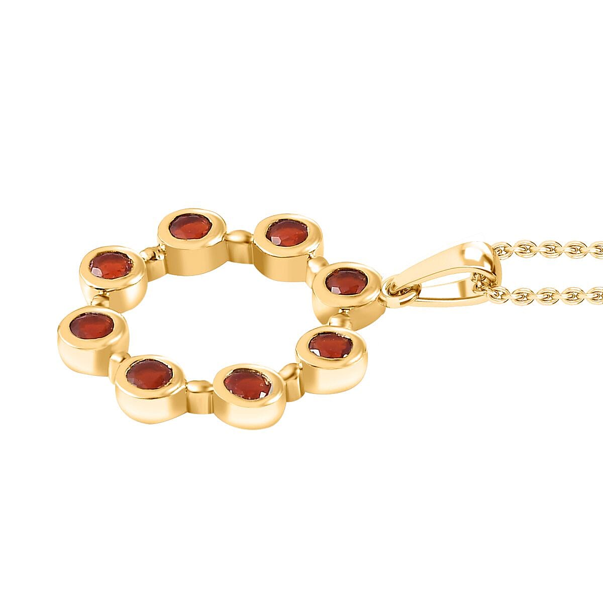 Salamanca Fire Opal Eclipse Pendant with Chain (Size 20) in 18K Gold Vermeil Sterling Silver
