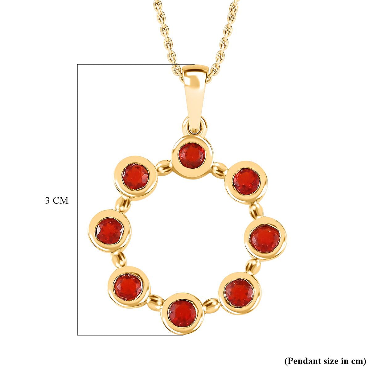 Salamanca Fire Opal Eclipse Pendant with Chain (Size 20) in 18K Gold Vermeil Sterling Silver
