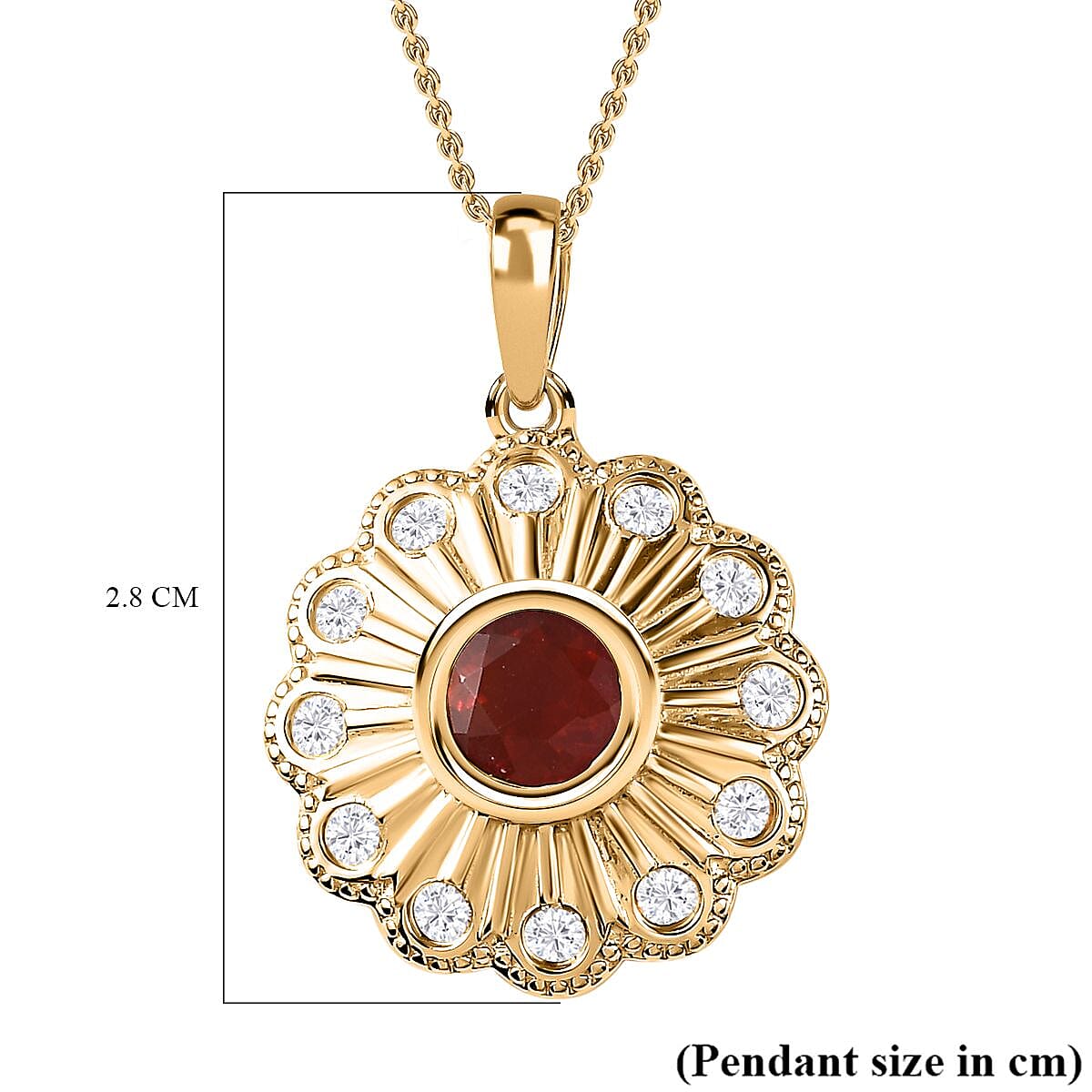 Salamanca Fire Opal & Natural Zircon Pendant with Chain (Size 20) in 18K Gold Plated Sterling Silver 1.20 Ct. Salamanca Fire Opal & Natural Zircon Pendant with Chain (Size 20) in 18K Gold Plated Sterling Silver 1.20 Ct.