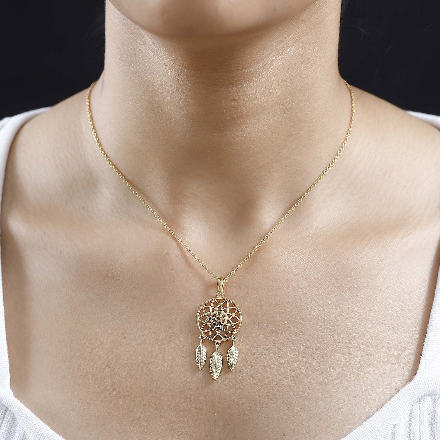 Dream Catcher Pendant with Chain (Size 20) in 18K Vermeil YG Plated Sterling Silver, Silver Wt. 6.26 Gms