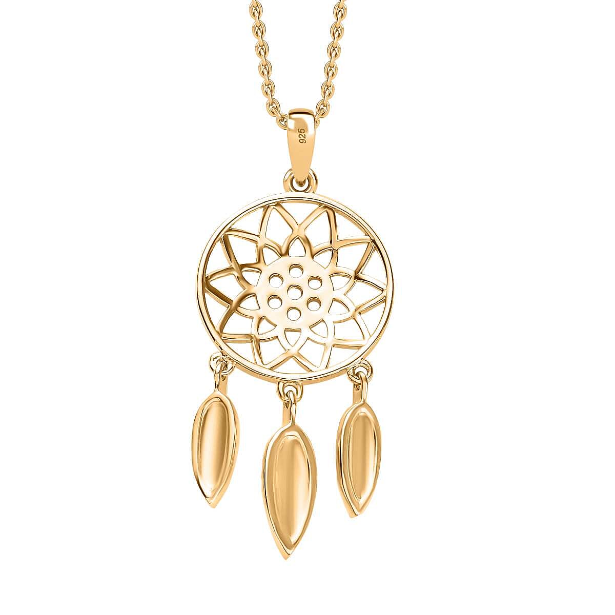 Dream Catcher Pendant with Chain (Size 20) in 18K Vermeil YG Plated Sterling Silver, Silver Wt. 6.26 Gms
