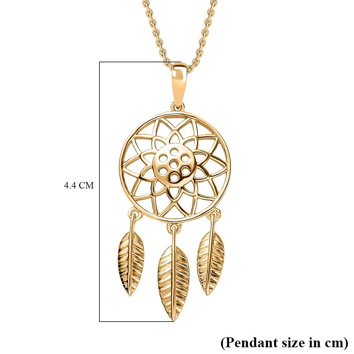 Dream Catcher Pendant with Chain (Size 20) in 18K Vermeil YG Plated Sterling Silver, Silver Wt. 6.26 Gms