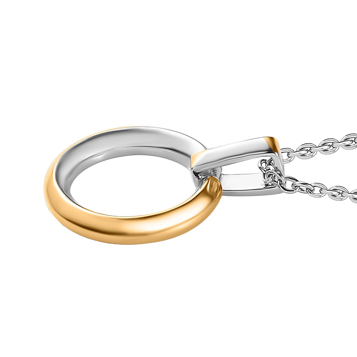 Designer Inspired Circle Pendant in 18K Gold & Platinum Vermeil Sterling Silver with Chain (Size 20)