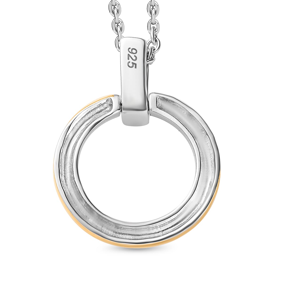 Designer Inspired Circle Pendant in 18K Gold & Platinum Vermeil Sterling Silver with Chain (Size 20)