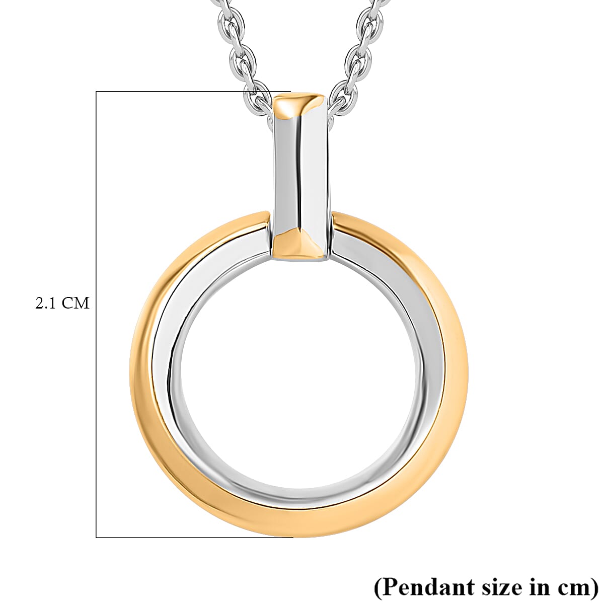 Designer Inspired Circle Pendant in 18K Gold & Platinum Vermeil Sterling Silver with Chain (Size 20)