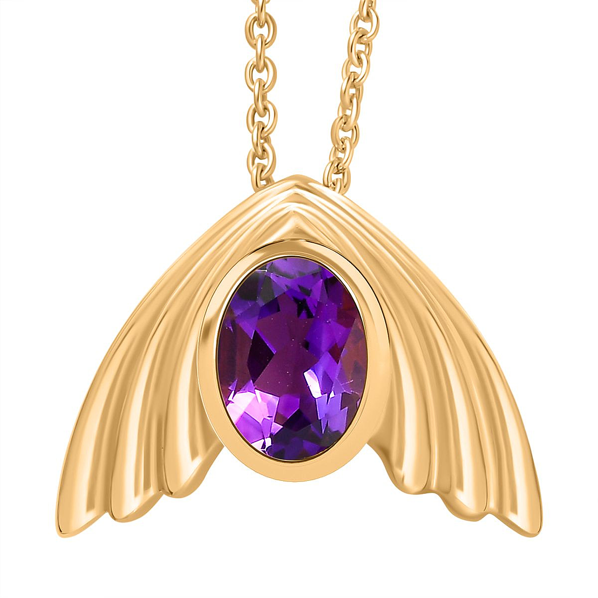 Moroccan Amethyst Pendant with Chain (Size 20) in 18K Vermeil YG Plated Sterling Silver  Wt. 5.62 Gms  1.820  Ct.
