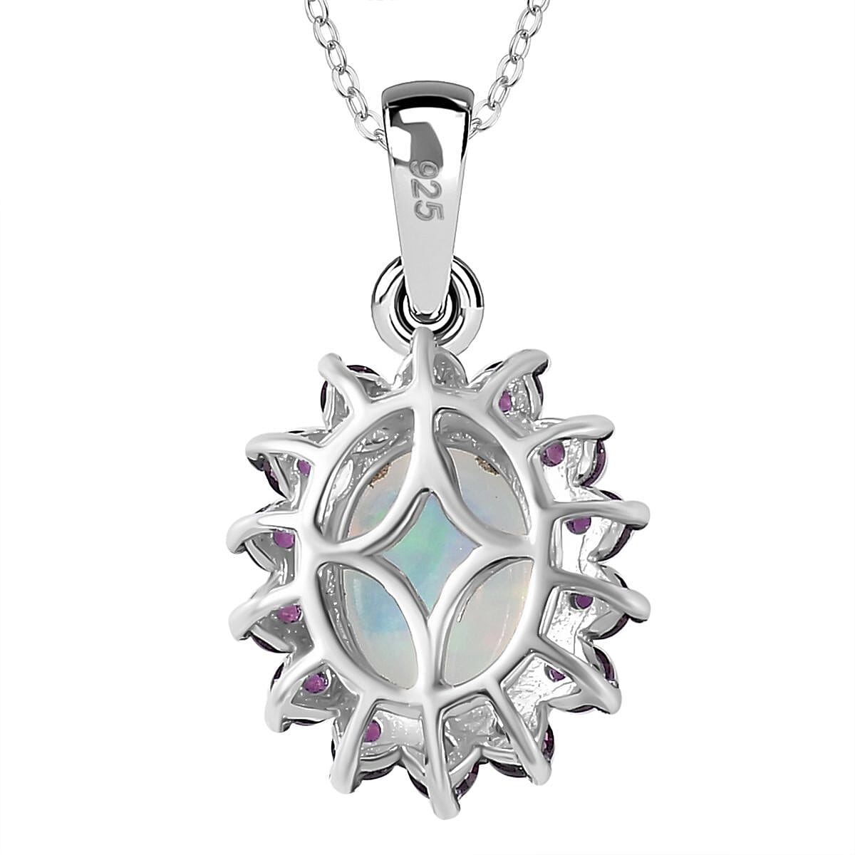 Ethiopian Opal,  African Ruby Pendant with Chain (Size 20) in Platinum Overlay Sterling Silver 0.62 ct  1.800  Ct.