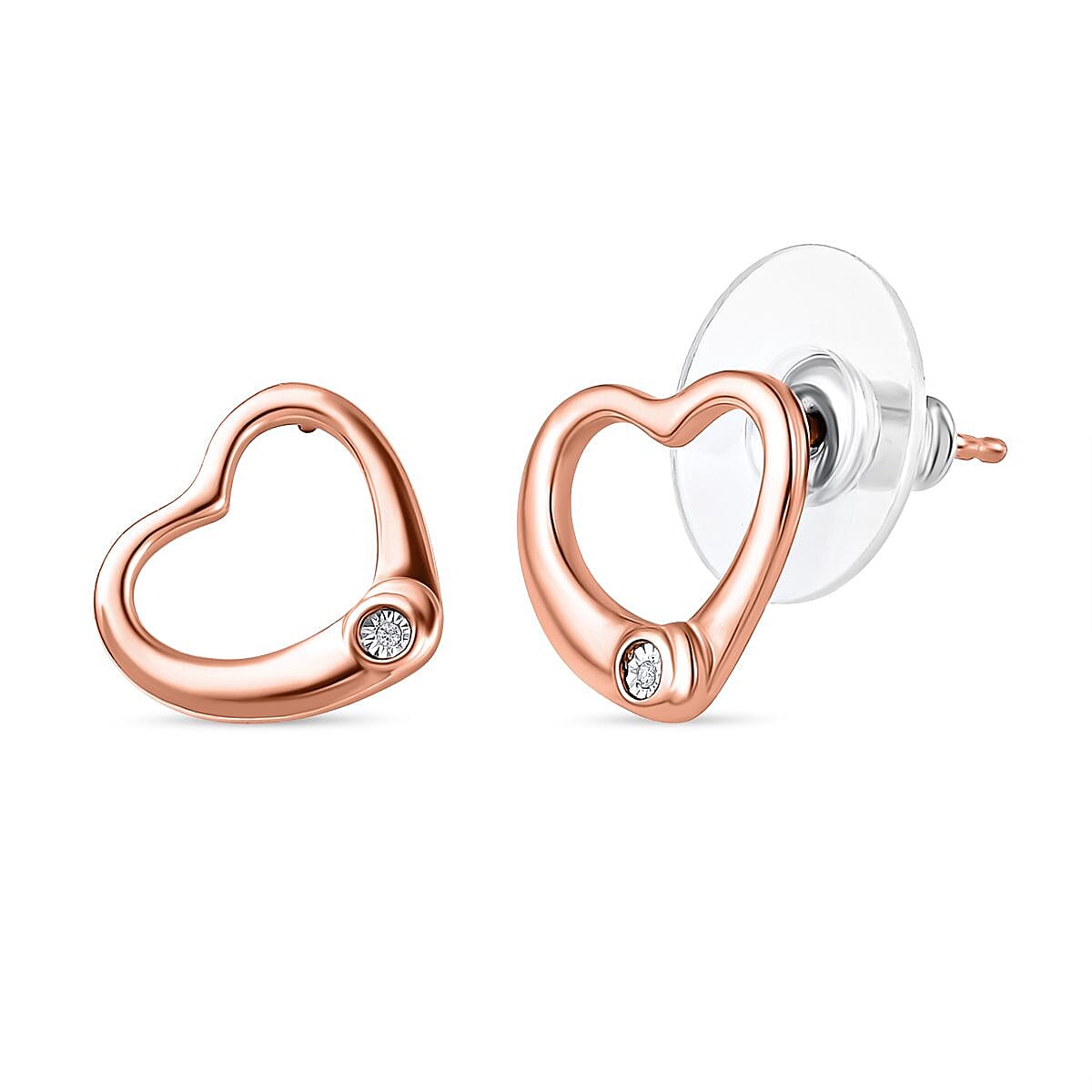 One Time Closeout 2 Piece Set - Diamond Heart Earrings and Pendant