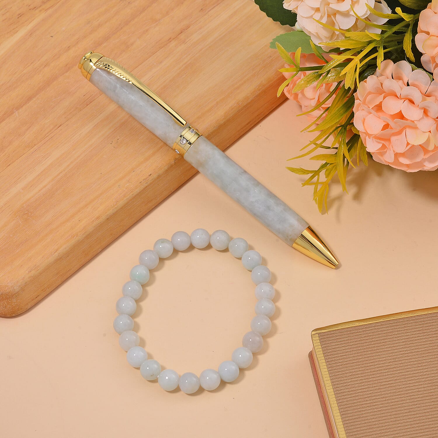 Exclusive Edition - 100% Natural Jadeite Jade Carved Pen and Bracelet (Adjustable) 291.60 Carat