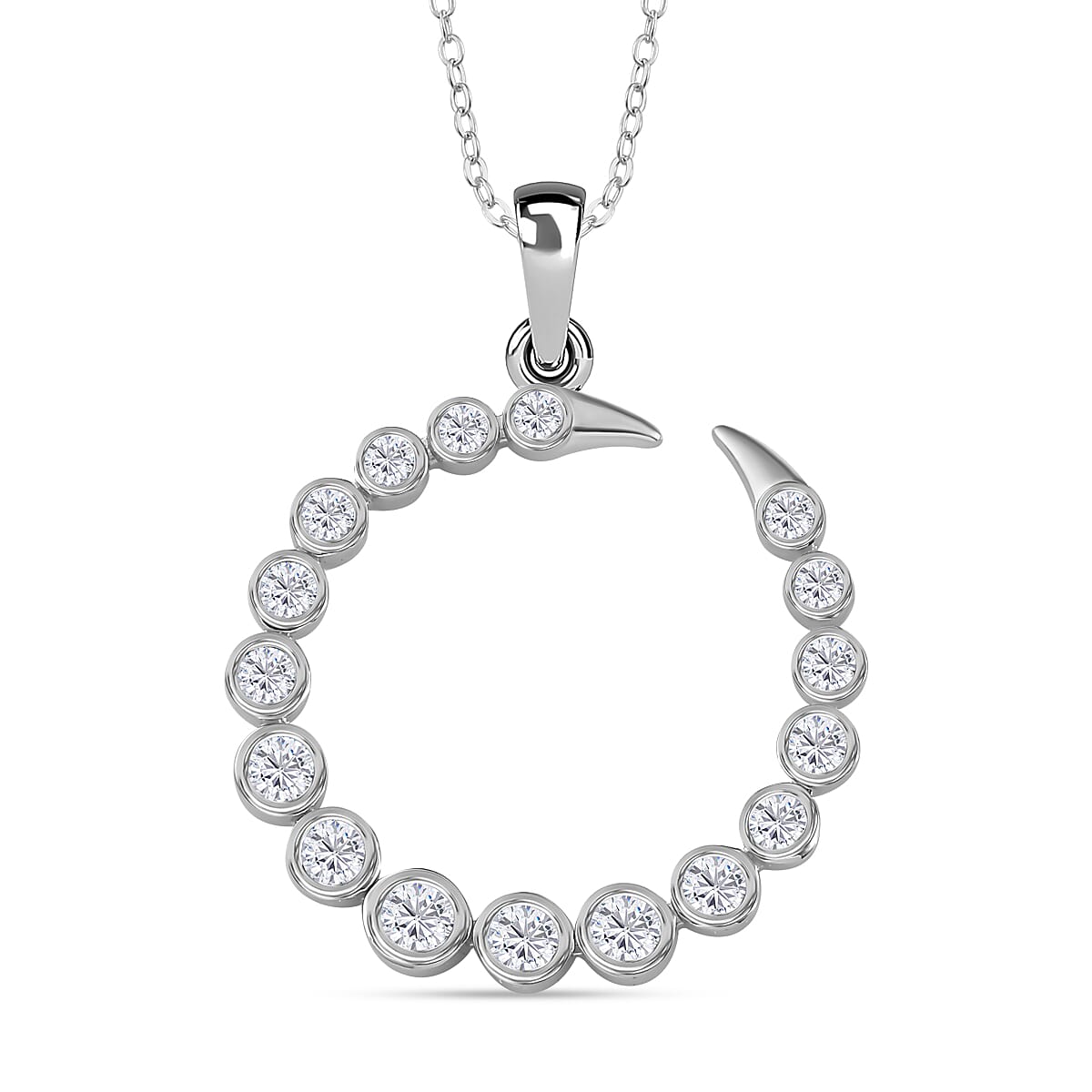Moissanite Commet Pendant with Chain (Size 20) in Platinum Overlay Sterling Silver 1.20 Ct