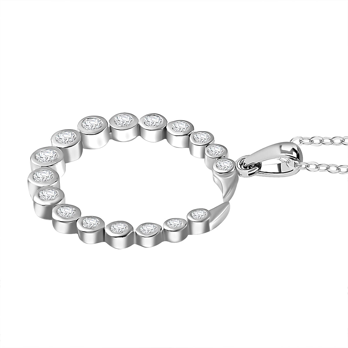 Moissanite Commet Pendant with Chain (Size 20) in Platinum Overlay Sterling Silver 1.20 Ct