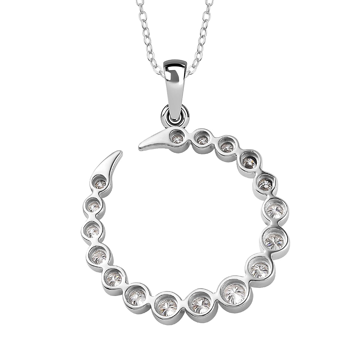 Moissanite Commet Pendant with Chain (Size 20) in Platinum Overlay Sterling Silver 1.20 Ct
