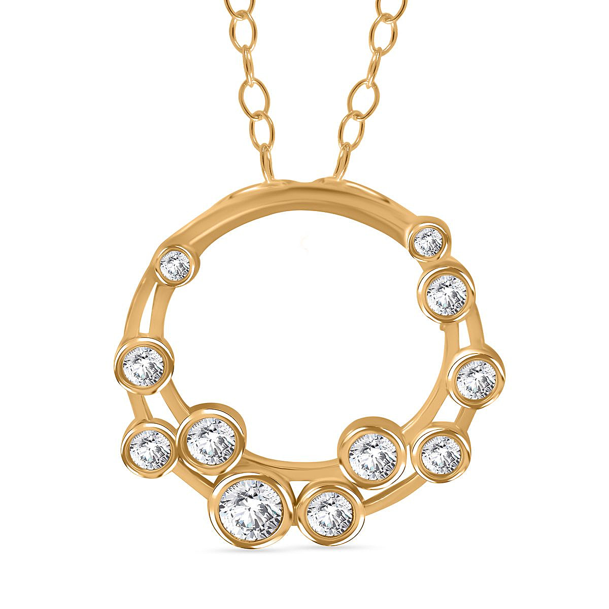 Designer Inspired - Moissanite Bubble Necklace (Size 20) in 18K Yellow Gold Vermeil Plated Sterling Silver