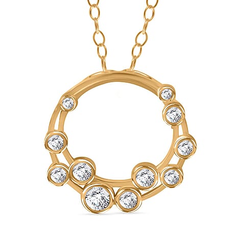 Designer Inspired - Moissanite Bubble Pendant with Chain (Size 20) in 18K Vermeil Yellow Gold Plated Sterling Silver