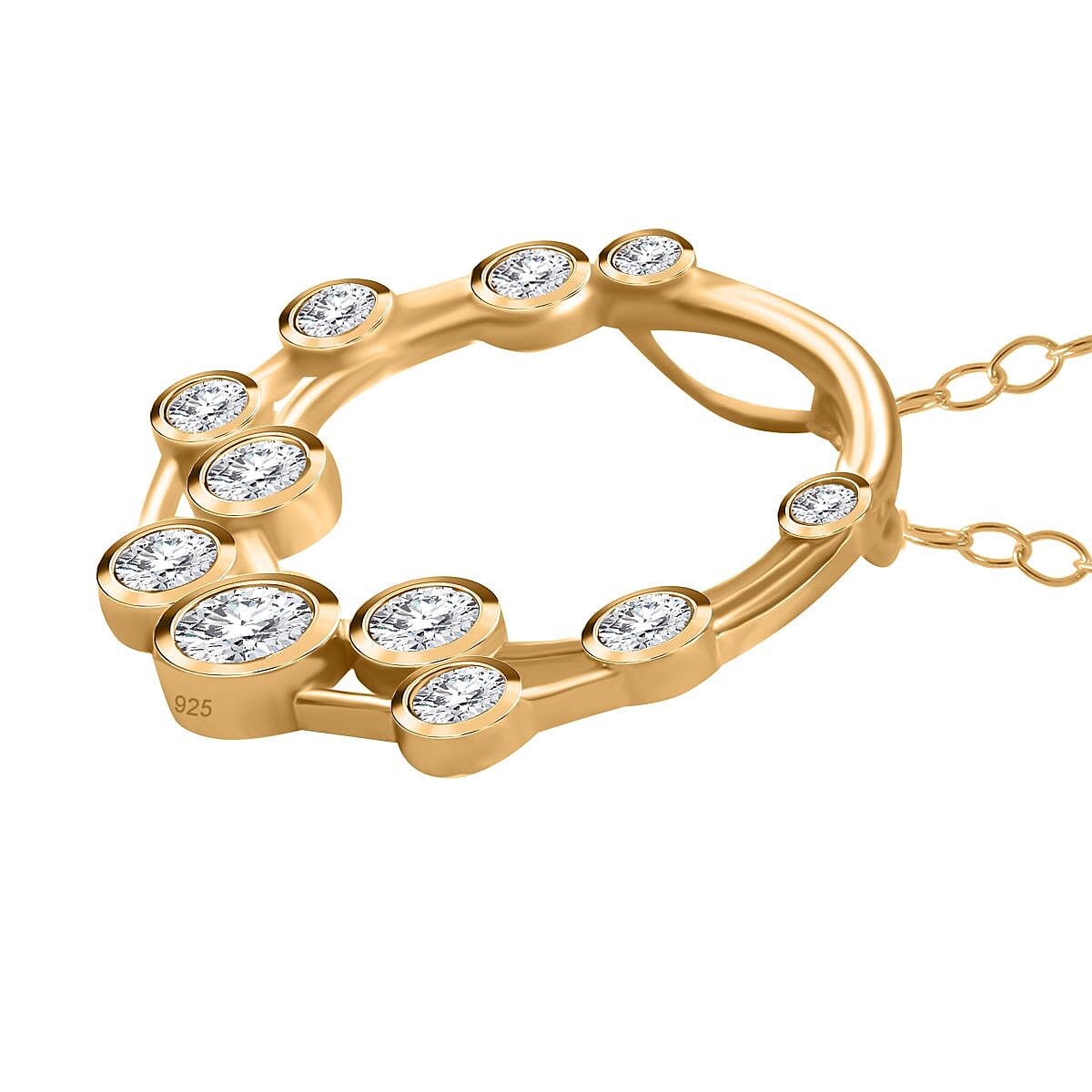 Designer Inspired - Moissanite Bubble Necklace (Size 20) in 18K Yellow Vermeil Sterling Silver