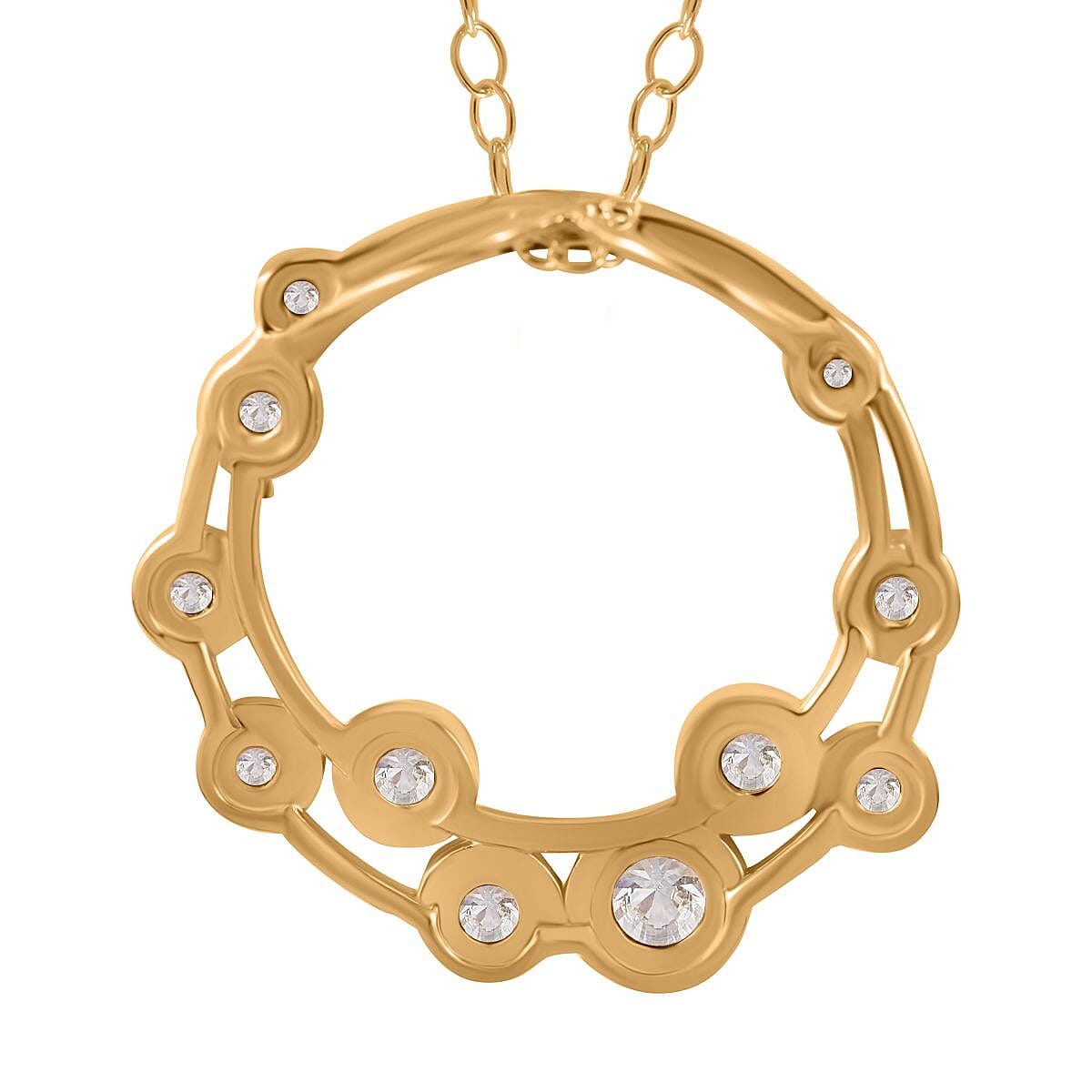 Designer Inspired - Moissanite Bubble Necklace (Size 20) in 18K Yellow Vermeil Sterling Silver