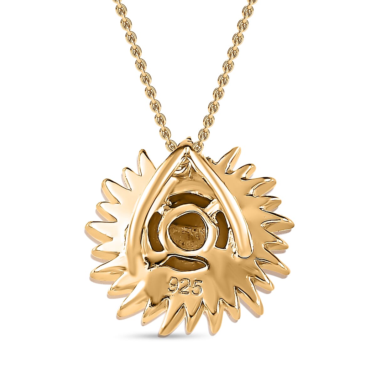 Sunflower Pendant with Chain (Size 20) in 18K Vermeil YG Plated Sterling Silver