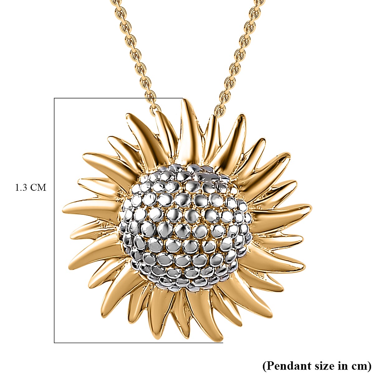 Sunflower Pendant with Chain (Size 20) in 18K Vermeil YG Plated Sterling Silver