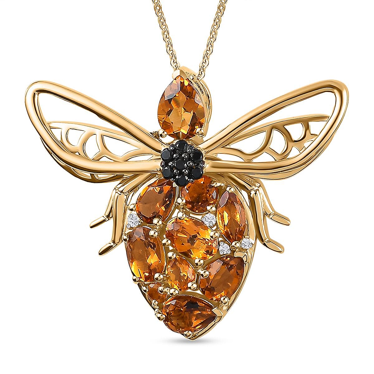 GP Italian Garden Collection - Serra Gaucha Citrine & Multi Gemstones Pendant with Chain (Size 20) in 18K Vermeil Yellow Gold Plated Sterling Silver 4.40 Ct