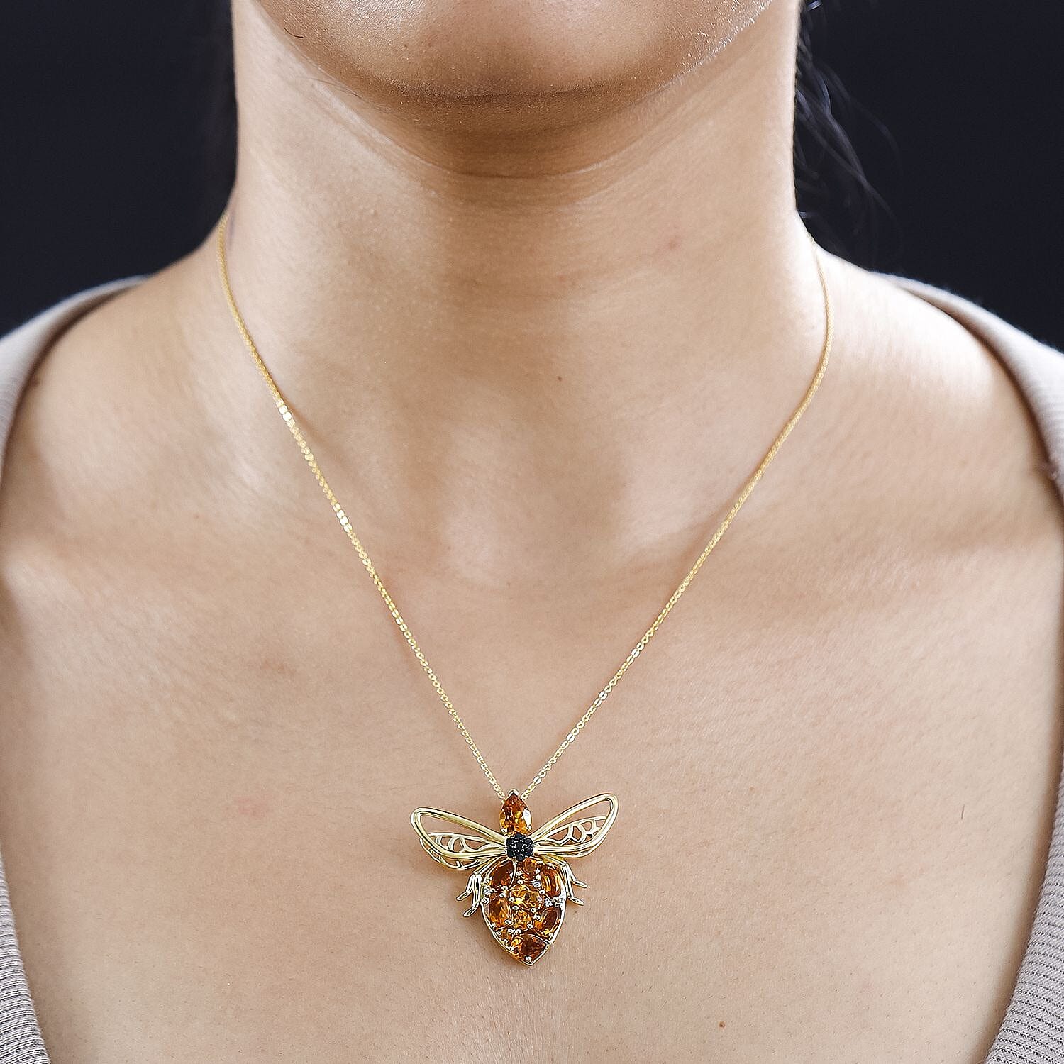 GP Italian Garden Collection - Serra Gaucha Citrine & Multi Gemstones Pendant with Chain (Size 20) in 18K Vermeil Yellow Gold Plated Sterling Silver 4.40 Ct