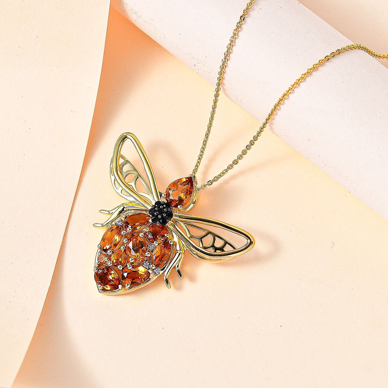 GP Italian Garden Collection - Serra Gaucha Citrine & Multi Gemstones Pendant with Chain (Size 20) in 18K Vermeil Yellow Gold Plated Sterling Silver 4.40 Ct