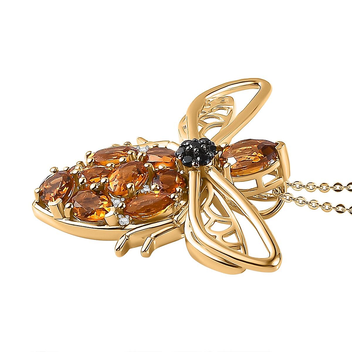 GP Italian Garden Collection - Serra Gaucha Citrine & Multi Gemstones Pendant with Chain (Size 20) in 18K Vermeil Yellow Gold Plated Sterling Silver 4.40 Ct