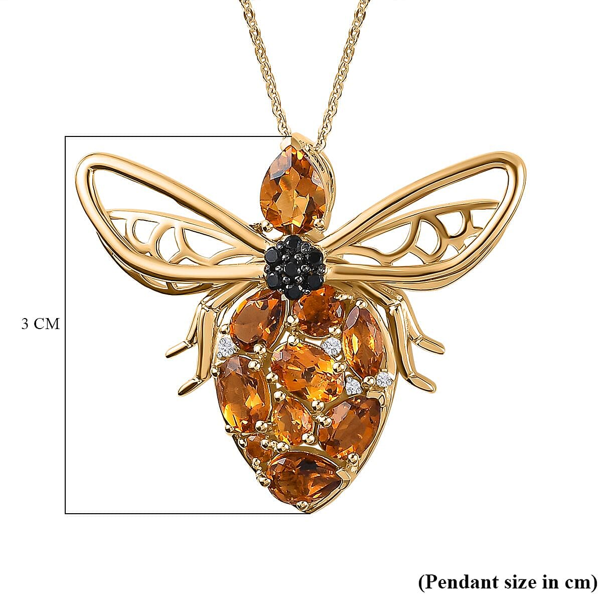 GP Italian Garden Collection - Serra Gaucha Citrine & Multi Gemstones Pendant with Chain (Size 20) in 18K Vermeil Yellow Gold Plated Sterling Silver 4.40 Ct