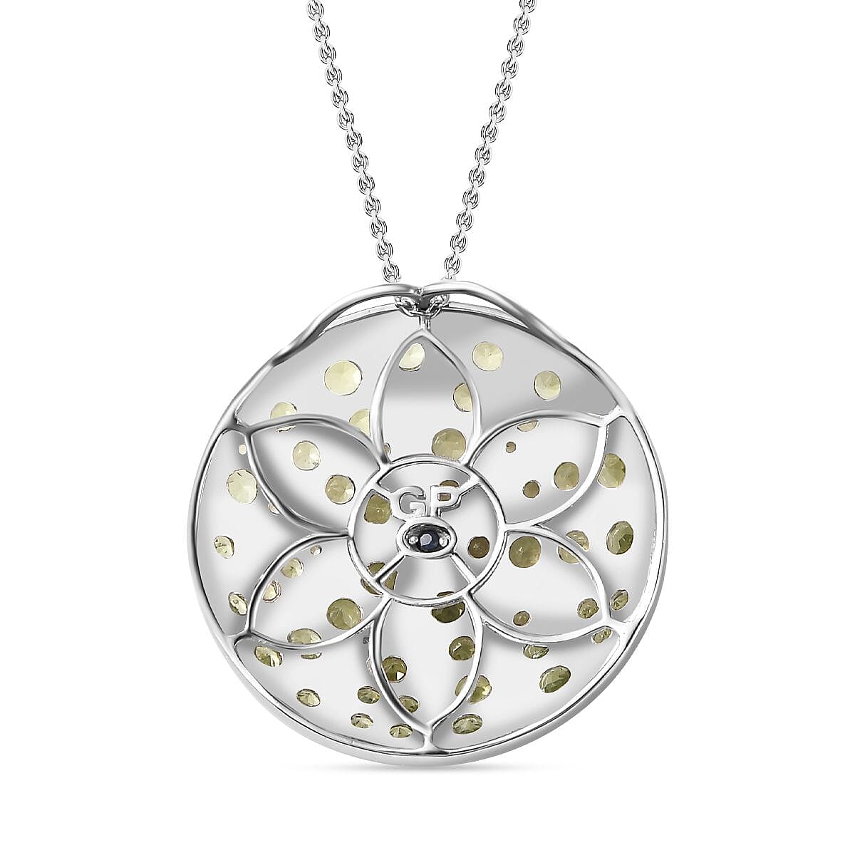 GP Nature Collection - Natural Hebei Peridot Pendant with Chain (Size 20) in Platinum & 18K YG Vermeil Plated Sterling Silver 6.52 Ct, Silver Wt. 12.4 Gms