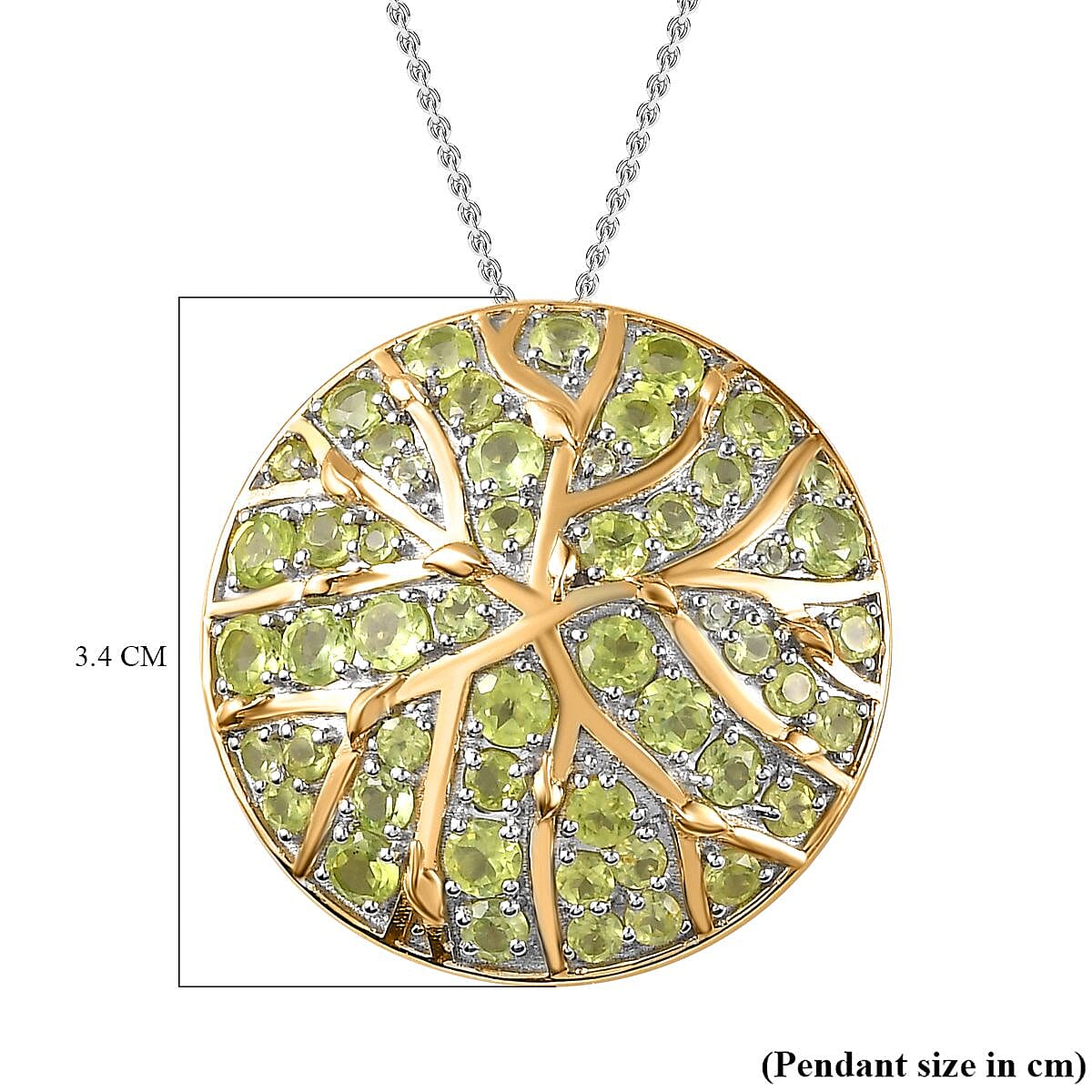 GP Nature Collection - Natural Hebei Peridot Pendant with Chain (Size 20) in Platinum & 18K YG Vermeil Plated Sterling Silver 6.52 Ct, Silver Wt. 12.4 Gms