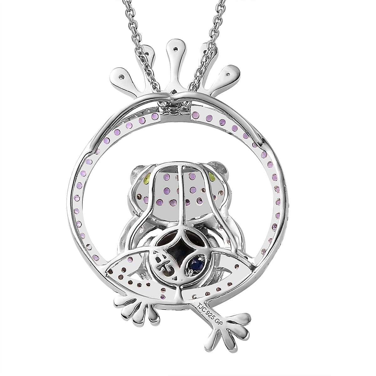 GP Italian Garden Collection - Labradorite, Amethyst, Natural Chrome Diopside & Zircon Pendant with Chain (Size 20) in Platinum & 18K Vermeil YG Plated Sterling Silver 3.81 Ct.