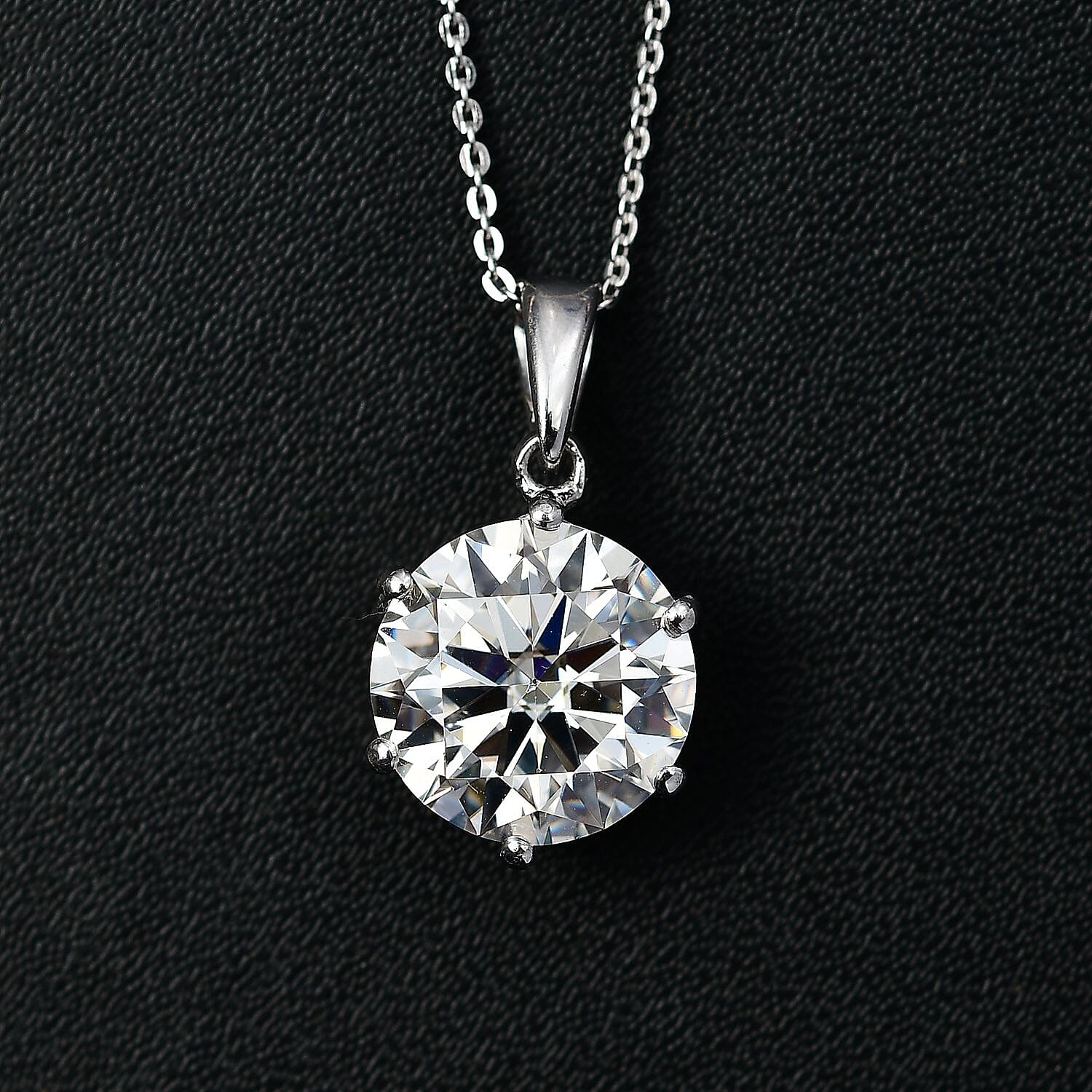 Moissanite Pendant with Chain (Size 20) in Platinum Overlay Sterling Silver  Wt. 5.4 Gms  5.700  Ct.