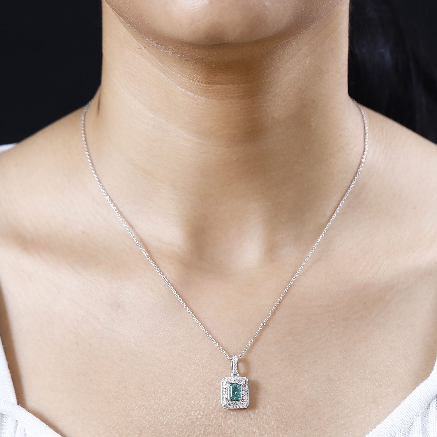 AAA Gemfields Zambian Emerald, Pink Sapphire and Natural Zircon Pendant with Chain (Size 20) in 18K Rose Gold & Platinum Plated Sterling Silver 1.80 Ct.