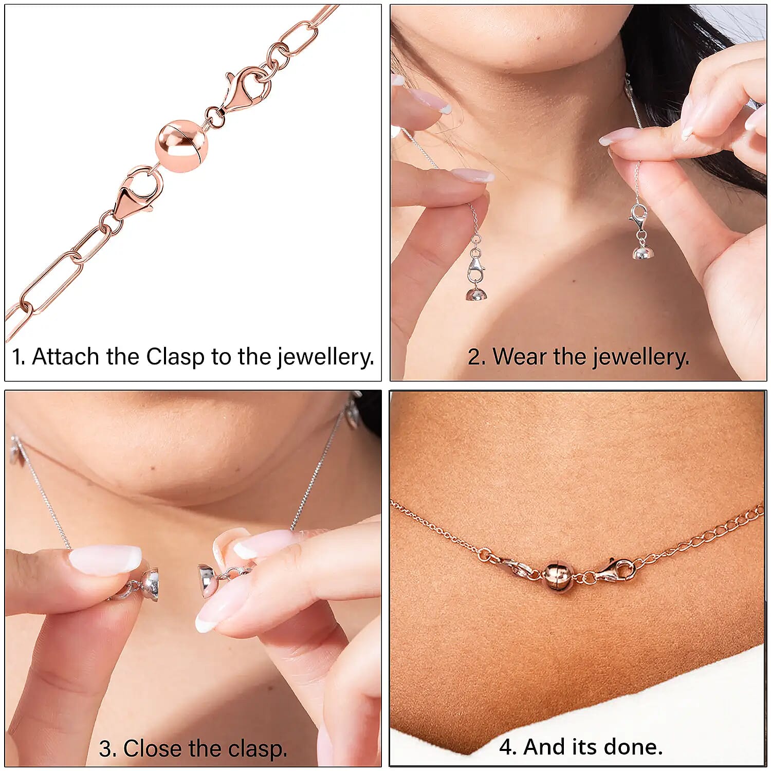 DOD - Set of 3 Magnetic Lock in Rhodium, Yellow Gold & Rose Gold Plated Sterling Silver DOD - Set of 3 Magnetic Lock in Rhodium, Yellow Gold & Rose Gold Plated Sterling Silver