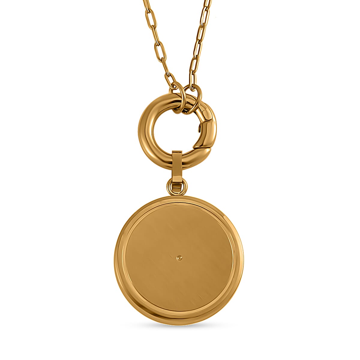 Blue Sandstone & Natural Colour Shell Pendant with Stainless Steel Chain (Size 24) in Yellow Gold Tone