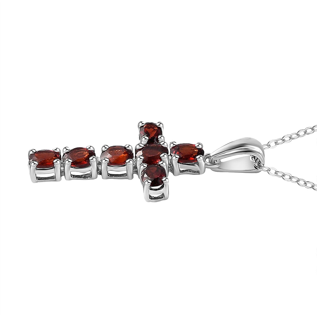 Red Garnet Pendant with Chain (Size 20) in Platinum Overlay Sterling Silver 1.750 Ct.
