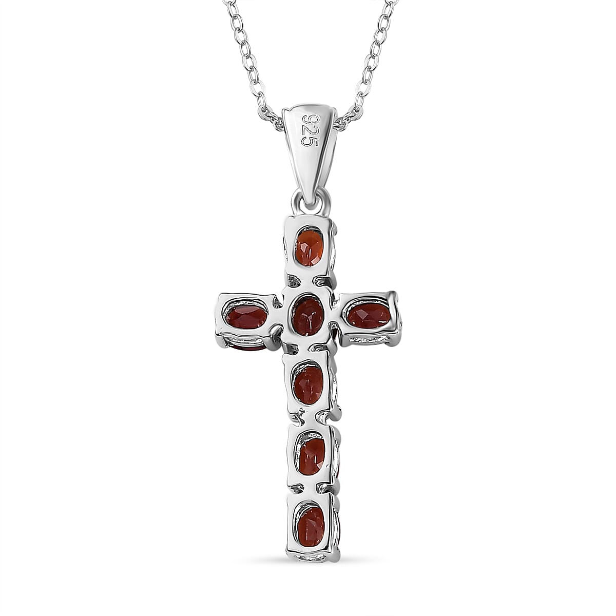 Red Garnet Pendant with Chain (Size 20) in Platinum Overlay Sterling Silver 1.750 Ct.