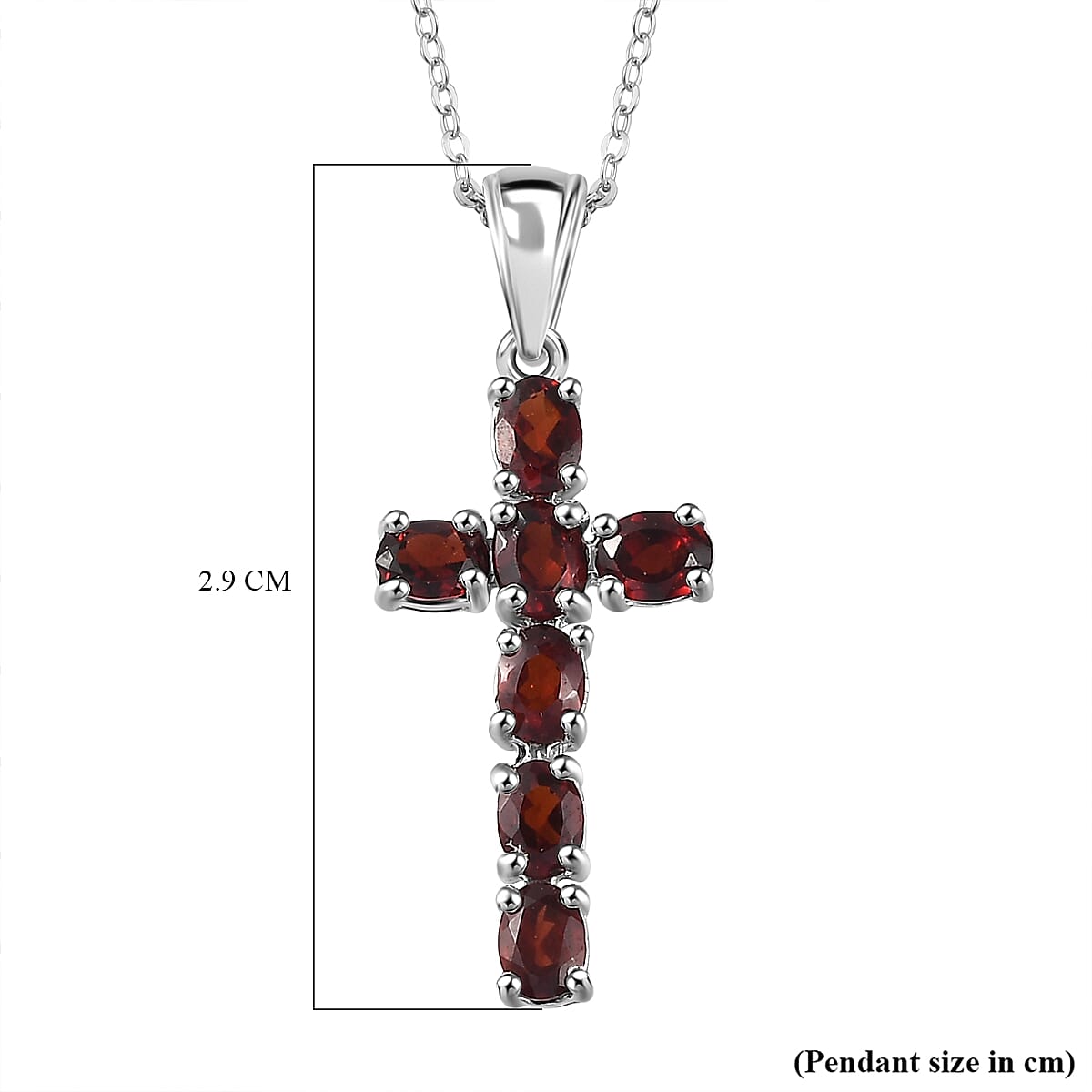 Red Garnet Pendant with Chain (Size 20) in Platinum Overlay Sterling Silver 1.750 Ct.