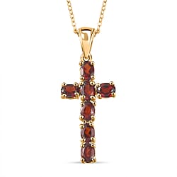 Red Garnet Pendant with Chain (Size 20) in Vermeil YG Sterling Silver  1.750  Ct.
