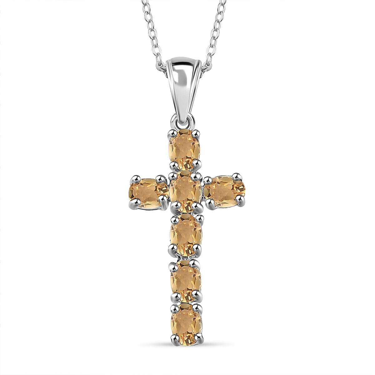  Citrine Pendant with Chain (Size 20) in Platinum Overlay Sterling Silver 1.260 Ct.