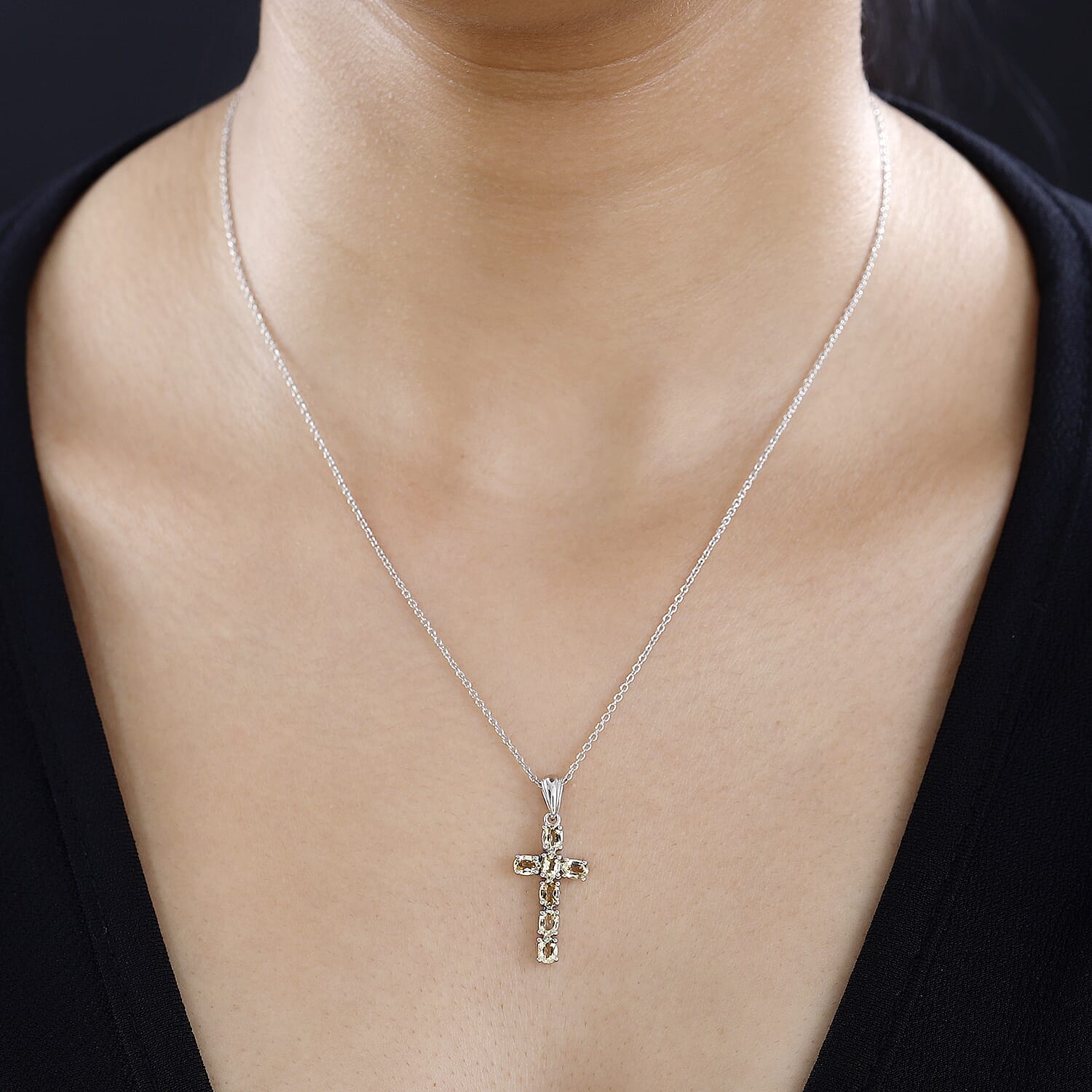  Citrine Pendant with Chain (Size 20) in Platinum Overlay Sterling Silver 1.260 Ct.