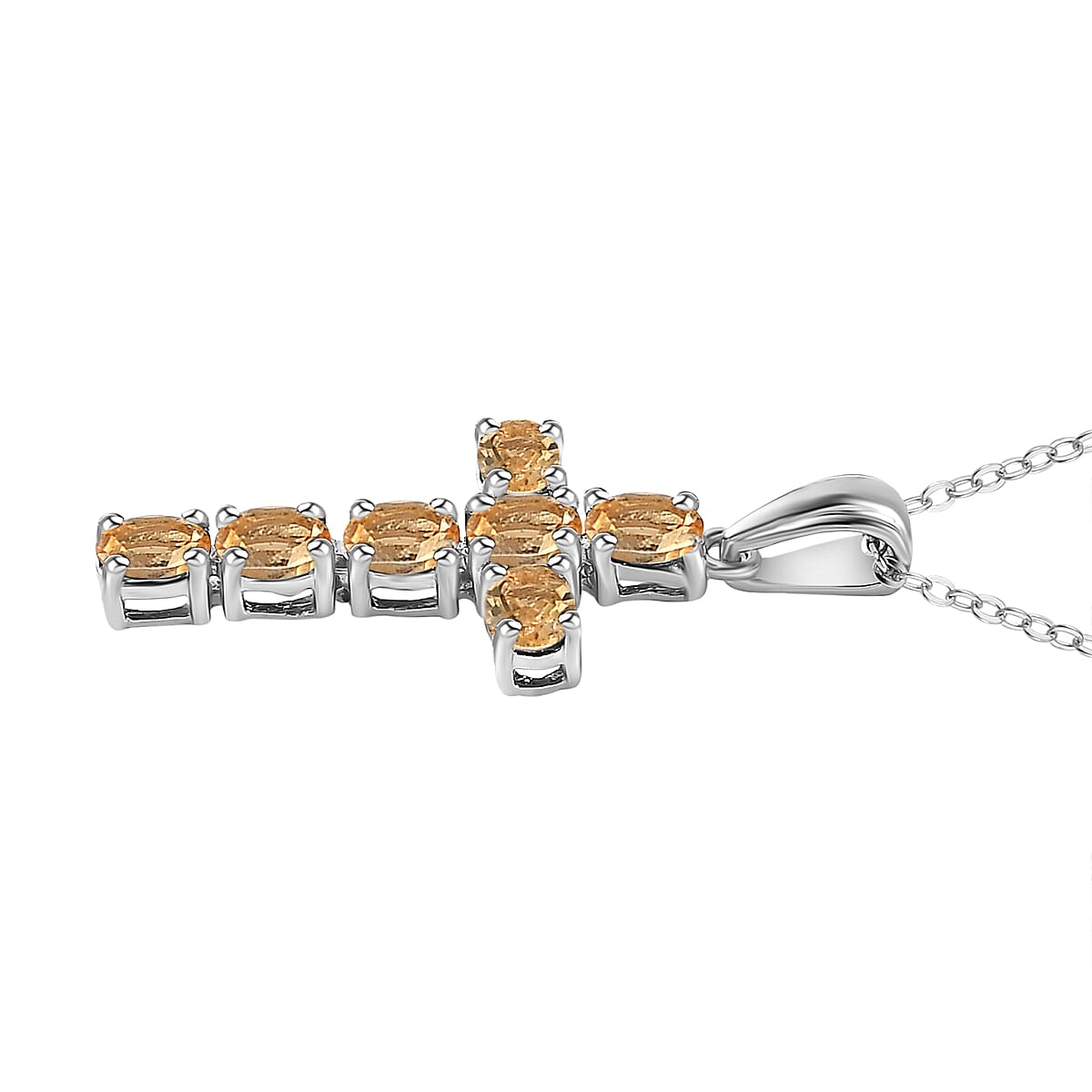  Citrine Pendant with Chain (Size 20) in Platinum Overlay Sterling Silver 1.260 Ct.