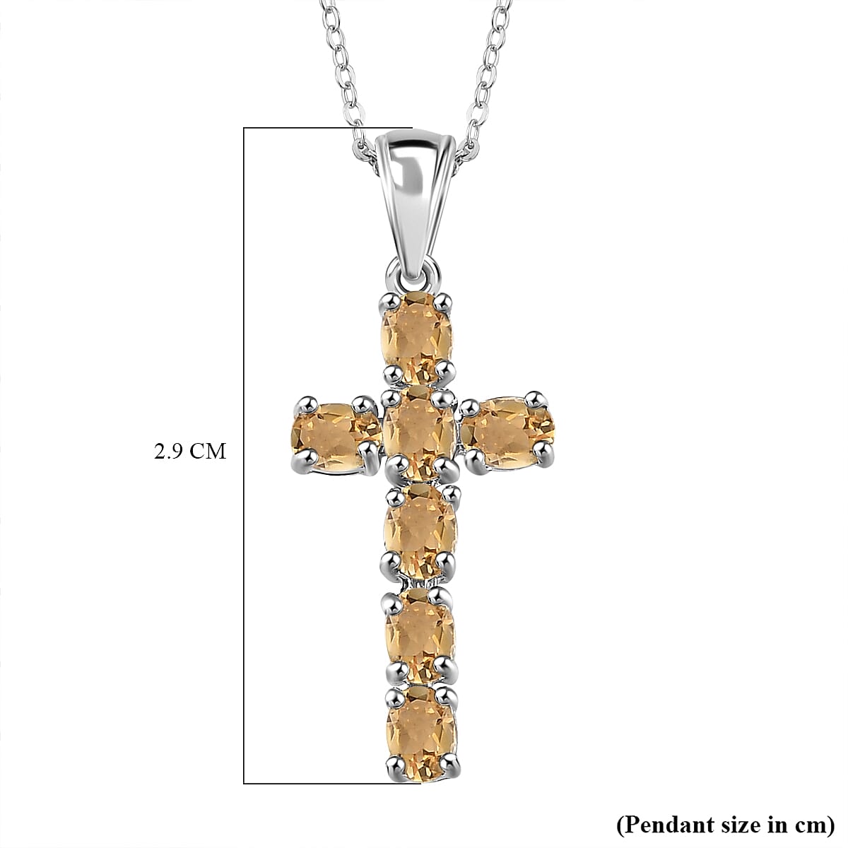  Citrine Pendant with Chain (Size 20) in Platinum Overlay Sterling Silver 1.260 Ct.