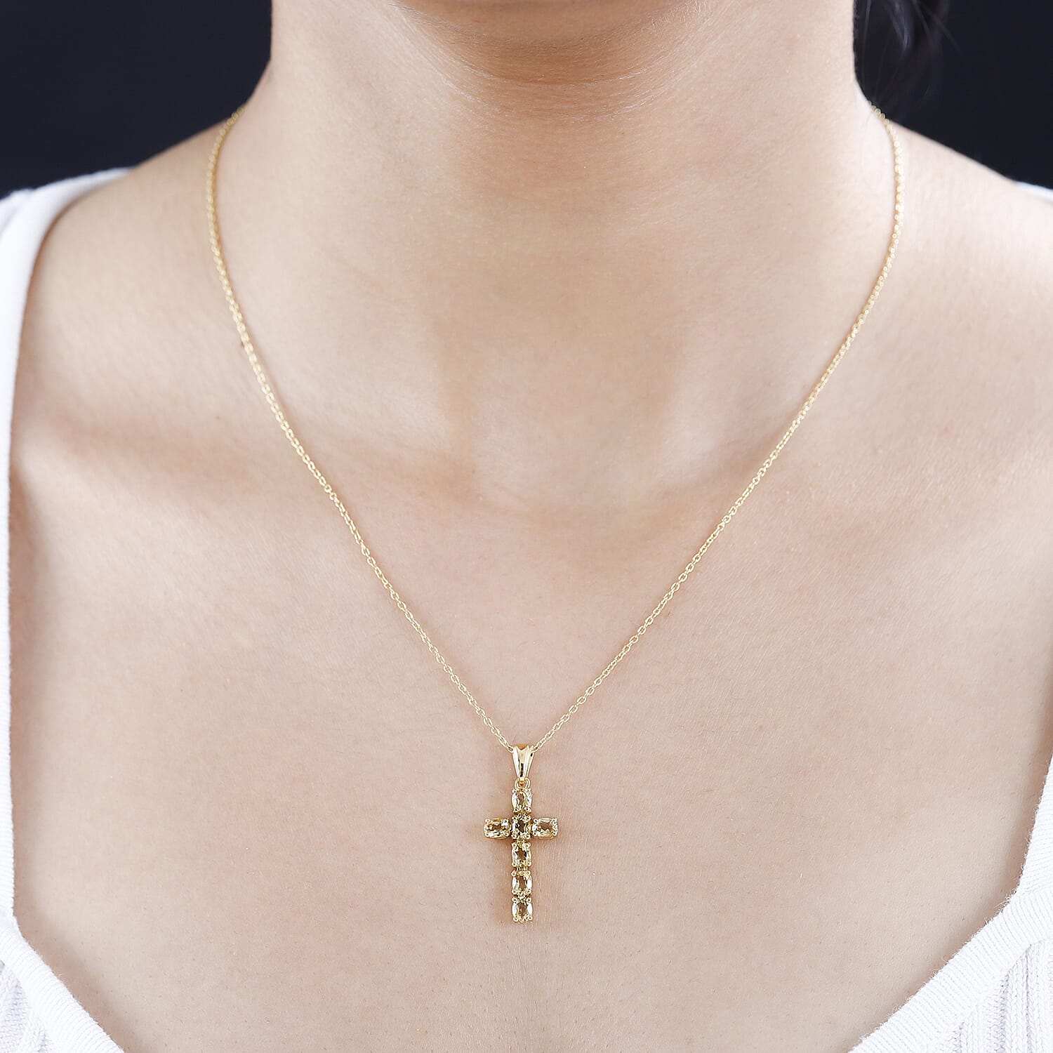 Citrine Pendant with Chain (Size 20) in Vermeil YG Sterling Silver  1.260  Ct.