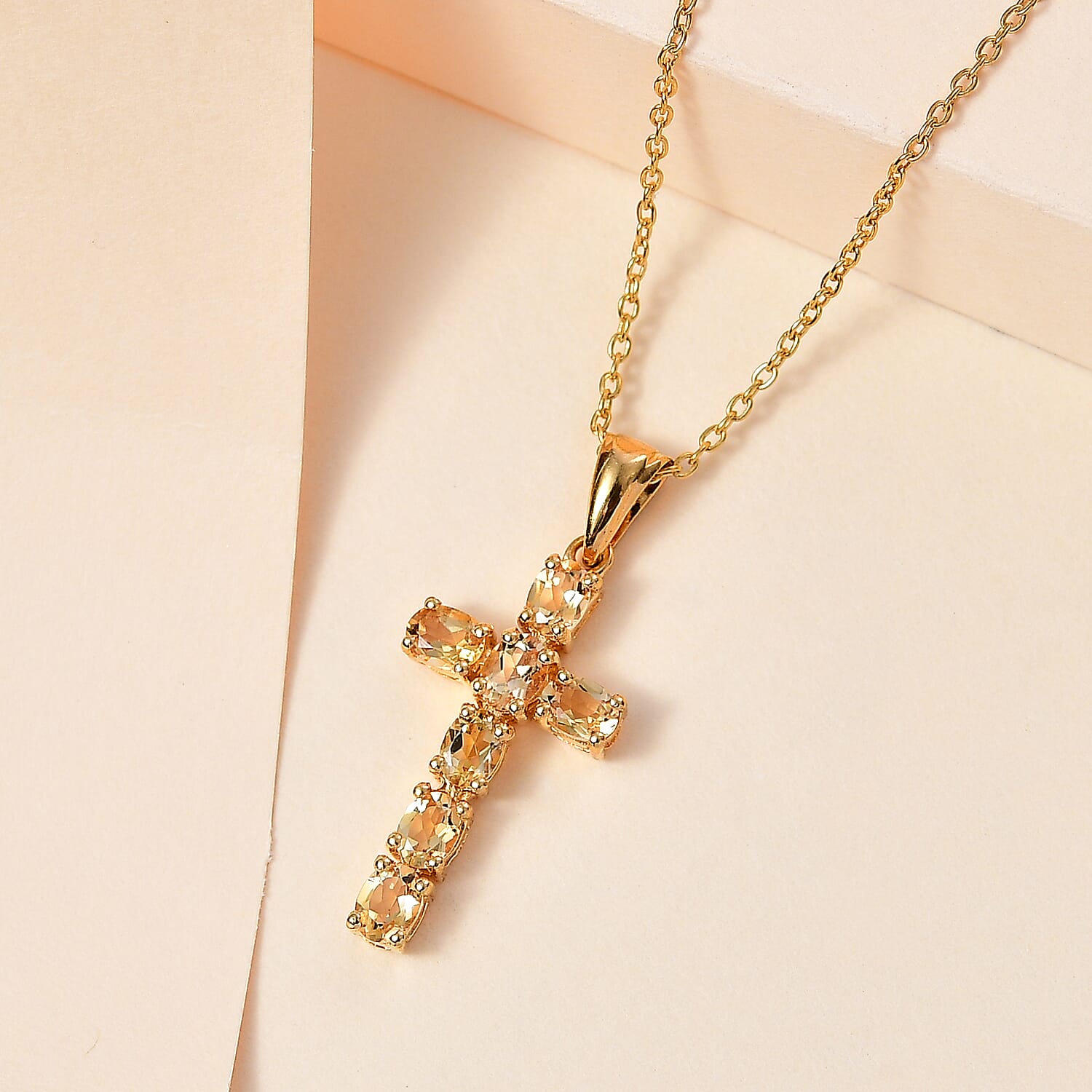 Citrine Pendant with Chain (Size 20) in Vermeil YG Sterling Silver  1.260  Ct.