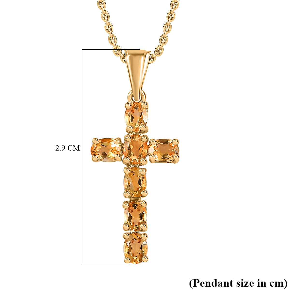 Citrine Pendant with Chain (Size 20) in Vermeil YG Sterling Silver  1.260  Ct.